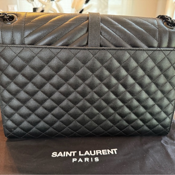 Saint Laurent ‘Large Monogram' Chevron Quilted Leather Shoulder Bag - Picture 8 of 11